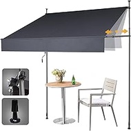 HOMEDEMO Manual Retractable Awning 98" W x 118" H,Side Bar 47-59in Patio Awning Retractable Outdoor 