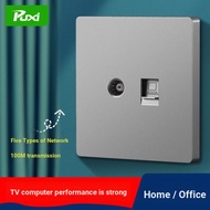 Type 86 Concealed Gray Household TV Computer Socket Cable TV Panel Closed-Circuit TV TV Socket Inter