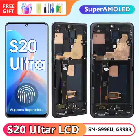 DIY Frame S20 Ultra Super AMOLED Screen Assembly Replacement for panta Samsung Galaxy S20 Ultra 5G L