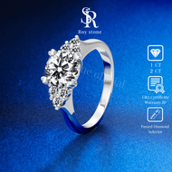 RoyStone - Cincin Wanita Moissanite Sertifikat GRA Original Lapis Emas - Springkle Love Ring