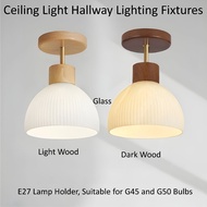Entrance Hall Corridor Small Area Dark Wood Light Wood Glass E27 Bulb Ceiling Light Downlight