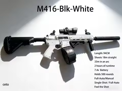 M416 Gel Ball Blaster Gun,30m Long Range,7.4V Battery & Safe Gel Beads, Cool Design for Outdoor Team
