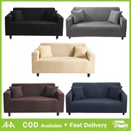 Solid Color Sofa Cover 1/2/3/4 Seater Regular Sofa Slipcover Pure Color Armrest Sofa Cover L Shaped Sofa Cover Plain Color Sofa Covers Free Pillowcase Foam Stick(L Shape Sofa Need 2 Pcs)