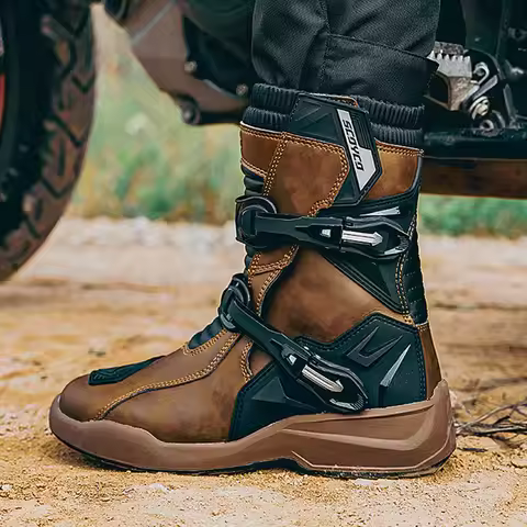 SCOYCO Motocross Boots Waterproof Motorcycle Boots Enduro Motorcyclist Shoes TPU Leather Anti-slip M