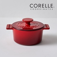 CORELLE Ashley Cast Iron Nonstick Stew Pot (14cm, 16cm, 18cm, 20cm, 22cm) Red