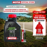 Combo MOTUL SCOOTER EXPERT LE 10W40 0.8L Scooter Lubricant and MOTUL SCOOTER GEAR PLUS 80W90 0.120L 