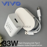Original VIVO V21 4G / V21 5G Charger 33W Full Set Usb Type C Data Cable Flash Charge Adapter Charge