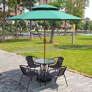 戶外桌椅帶傘遮陽傘組合室外露天咖啡奶茶店休閒外擺鐵藝庭院藤椅