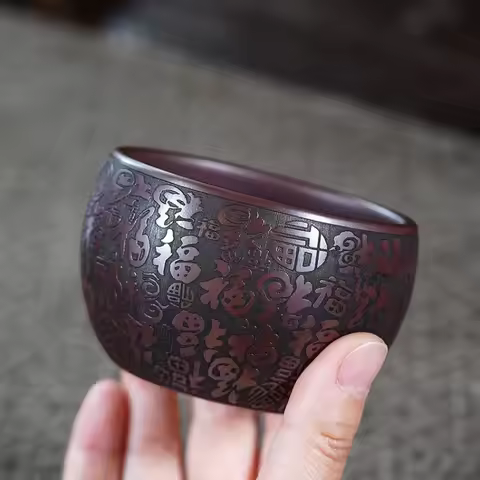 Purple Clay Tea Cup Hand Carved Baifu Cup Purple Clay Master Cup Large Vat Cup