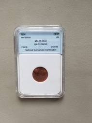 [錯幣]1998年美國1仙硬幣一個，中心55%移位，NNC評級66分