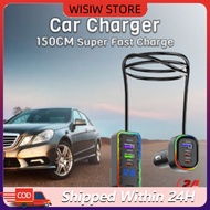 6 in 1 Car Charger Adapter Type C + USB 150CM Line Length Vehicle Shared Power Supply