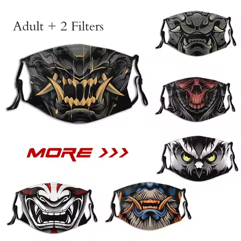Adult Oni Samurai Demon Newest Mask Avenging Lord Mascarilla Design Universal Washable Healthy With