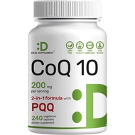 Product Details- < Coenzyme Q10 200mg & PQQ 200mcg, 240 Vegetarian Capsules -- 2-in-1 Coenzyme Q10 S