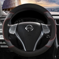 38CM Leather Steering Wheel Cover for Nissan Qashqai Juke Primera Versa Almera Terrano Kicks March M