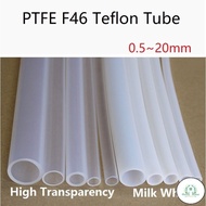 GD 1M  ID 0.5~20mm PTFE Tube F46 Teflon Tube Multiple Specifications Pipe Milk White And Clear Hose 