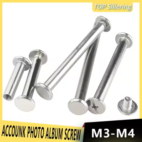 10sets ∅4(M3) ∅5(M4) 304 Stainless Steel Chicago Screw Photo Accounk Album Binding Screw Books Butt 