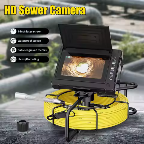 7" Sewer Pipe Inspection Camera Drain Sewer Pipeline Industrial Endoscope DVR Video Recording Plumbi