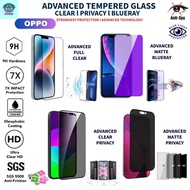 Advanced Tempered Glass Oppo Reno 16Pro,16F,16,15F,15,15Pro,14F,14Pro,14,13F,A6,A6X,A6Pro,A98 PRIVAC