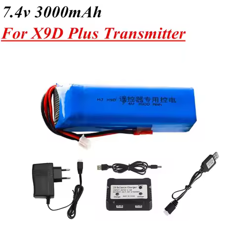 Upgrade 3000mAh 7.4V Lipo Battery for Frsky Taranis X9D Plus Transmitter 2S 7.4v Rechargerable batte