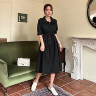 Bishop Sleeve Belted Shirt Dress Sundress,Casual Women Dresses,Fall Clothes