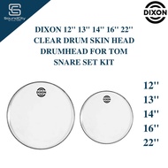 DIXON 12'' 13'' 14'' 16'' 22'' Clear Drum Skin Head Drumhead For Tom Snare Set Kit