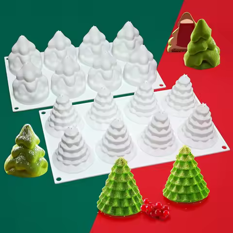 8 Holes Cream Christmas Tree Chocolate Cake Baking Tool Festival Party Biscuit Jelly Candy Silicone 