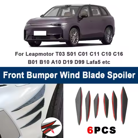 6pcs Car Front Bumper Lip Side Splitter Fins Wind blade Spoiler - For Leapmotor T03 S01 C01 C11 C10 