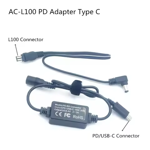 PD Adapter Type C Power Adapter Charger AC-L10 AC-L15 AC-L100 For Sony DSC-F828 HXR-MC1500 HXR-MC200