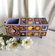 淡紫色首飾盒，薰衣草裝飾，抽屜櫃，戒指架，珠寶收納