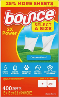 [25% 增量裝] 400張 雙倍柔順防靜電 清香衣物柔順紙 (平行進口)