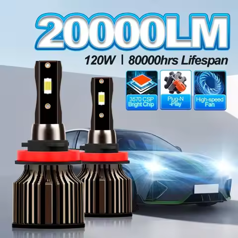 LED 9004 9005/HB3 9006/HB4 9007 H13 H11 H7 H4 H3 H1 880 Car Bulbs 12V High Low Beam, 20000LM 120W Pl