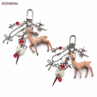 EIONG8686FT Deer Keychain, 11cm Length Handmade Plush Deer Ornament, Cute Portable Korean Style Phon