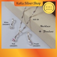 Original Silver 925 Necklace SB Chain + Colour CZ Stones Pendant (3021897) | Rantai Leher+Batu CZ Wa