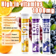 Trorexl Collagen+VC Effervescent Tablets Vitamin A/B/C/D/E 1000mg Multivitamin Calcium Magnesium Zin