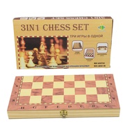 Three-in-One Wooden Chess Multiple Ways to Play Table Game Entertainment Puzzle 29cm