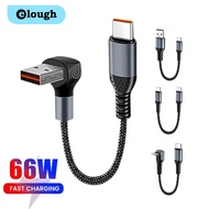 Elough 90℃ Elbow USB Type C Cable 66W 6A Type C to Type C Fast Charging Data Cord 0.25M Short Power 