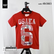 [พร้อมส่ง] เสื้อคอกลมเด็กแขนสั้น OSAKA งานสกรีนอัดฟอร์ย ผ้าCotton (NSK-2406-2) เสื้อยืดเด็ก ลายสกรีน