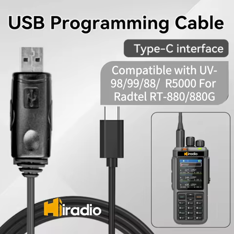 Original USB-C Programming Cable for Iradio UV-98PLUS UV-88 R5000 UV-99 CP-1800 Radtel RT-880 RT-880