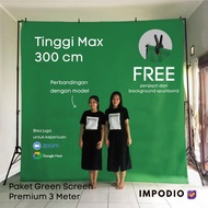 Impodio Stand backdrop 3m Height x 3m Width+premium green screen