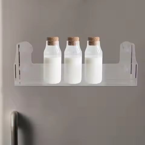 Clear Acrylic Beverage Suction Cup Rack Refrigerator Organizer Hanging Drinks Storage Shelf Store Ca