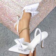 Women's Fashion Party/Occasion Pointed Toe Slingback Olive Green Bow Decorated High Heel Pumps,Elega