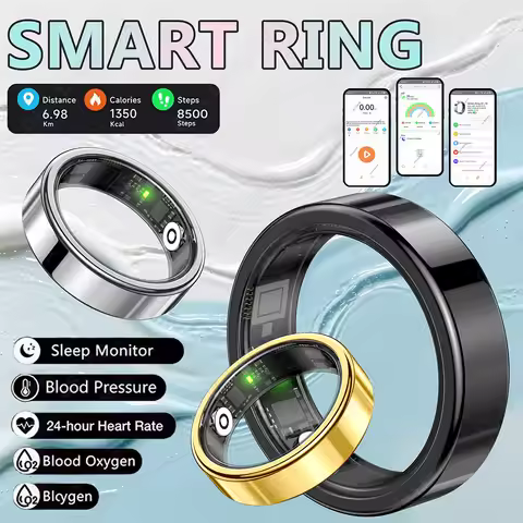 R09 Smart Ring Men Women with Charging Case,Heart Rate Blood Oxygen,Skin Temperature Monitor,5ATM Wa