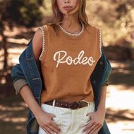 Round Neck Multi Stitch Rodeo Embroidered Sweater Vest Fall, Autumn, Winter, Nashville Concert, Casu