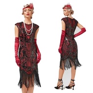 Sequined Dress Retro Skirt Set 1920s Party