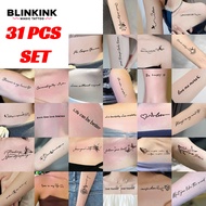 BLINKINK 31 Sentences Set Artistic English Temporary Tattoo Lasting For 2 Weeks Waterproof Tattoos