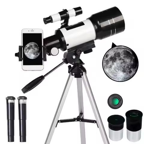 Travel Telescope 300mm Portable Telescope 70mm Aperture Refractor Professional Travel Telescope for 