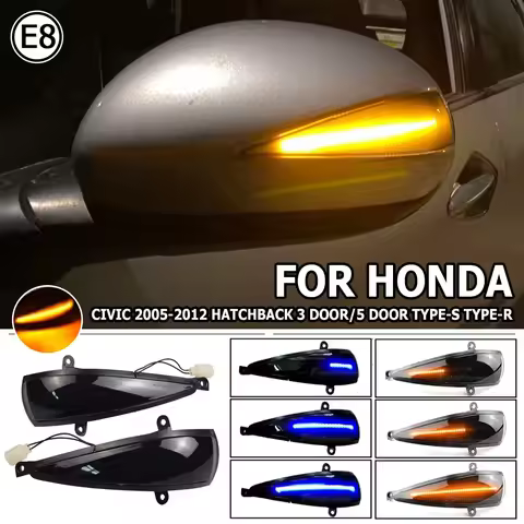 2pcs Dynamic Blinker For Honda Civic 8th MK8 Hatchback LED Turn Signal 3D 5D Light Side Mirror Lamp 