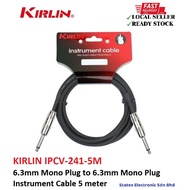 KIRLIN IPCV-241-5M 6.3mm Mono Plug to 6.3mm Mono Plug Instrument Cable 5 meter