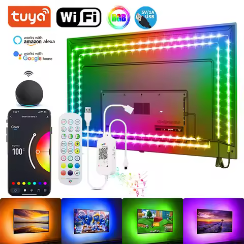Smart Led Strips For Tv Blacklight Led Strip Lights Bluetooh Wifi Alexa RGB Led Lights 5M USB 5V 505