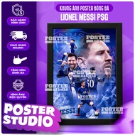 Messi poster photo frame in PSG shirt color includes 2 sizes for A5 table (18cm x 24cm), A4 wall han